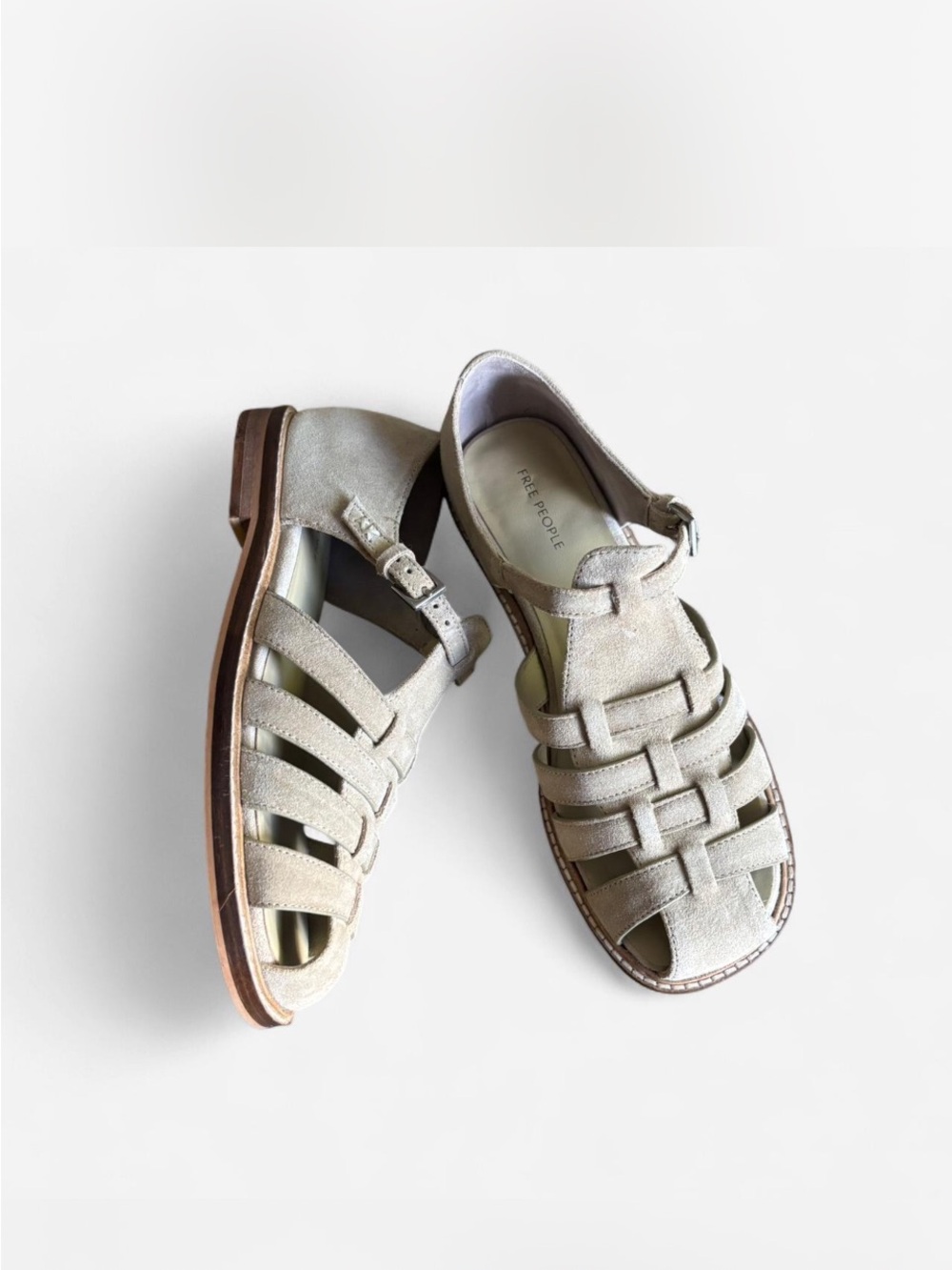 Free People Light Gray Suede Woven Fisherman Sandals - Picture 3 of 5
